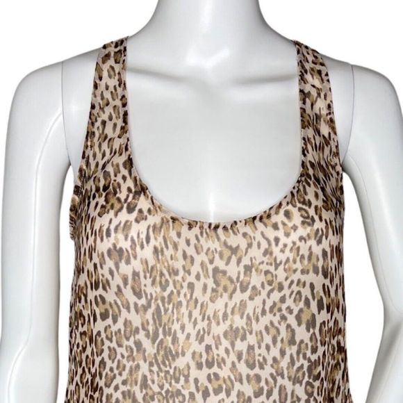 Daytrip Shirt Women Medium Brown Cheetah Print Mixed Print Tank Top Sheer Casual - Picture 5 of 8